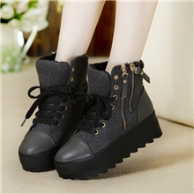 品牌女鞋批发工厂欧美双拉链厚底女鞋温州女靴棉靴批发代理代发