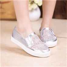 新款时尚透气凉板鞋夏水钻网面休闲鞋厚底松糕单鞋