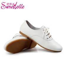 牛筋底韩版真皮小白鞋女鞋平跟单鞋女白色圆头平底系带单鞋女包邮