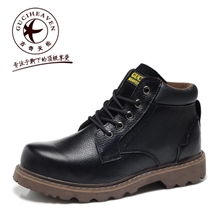 批发正品古奇天伦真皮男靴高帮靴牛皮靴潮男马丁靴男鞋