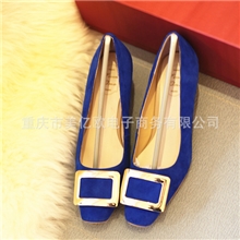 2013新款春夏小辣椒rv方扣粗跟中跟欧美纯色真皮女单鞋方头低帮鞋