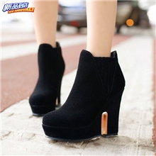 诚招代理批发秋冬新款短筒靴防水台超高跟坡跟鞋骑士靴机车靴女鞋