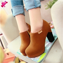 诚招代理一件代发13年春季新品粗跟鞋厚底水台超高跟及踝鞋单鞋女