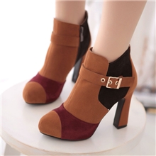 K773诚招代理一件代发牛翻皮鞋短筒靴小马跟高跟骑士靴机车靴女鞋