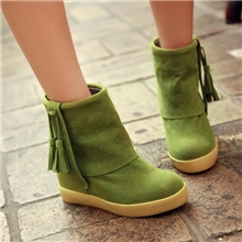 【新款】2012韩版秋冬季新品女靴磨砂皮内增高短靴流苏短靴中跟