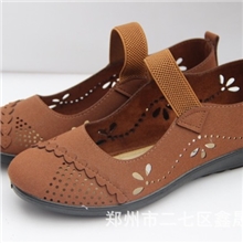 2013夏季新款镂空凉鞋中老年女鞋妈妈鞋平跟单鞋女式平底鞋