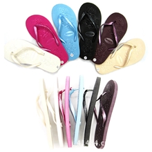 新款现货批发印花珠光外贸整箱96双装高档平跟六色女鞋压花人字拖