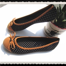 2013新款单鞋，圆点平底鞋，蝴蝶结，拼色