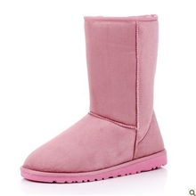 厂家优质货源雪地靴粉色25公分高橡胶大太阳花底超柔毛雪地靴批发