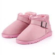 低帮雪地靴女款百搭雪地靴橡胶底金属扣长毛雪地靴团购批发供货