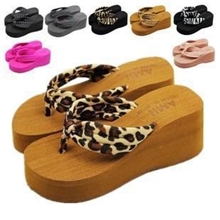 正品夏季松糕凉拖女厚底夹脚拖鞋坡跟凉拖鞋凉鞋人字拖女式沙滩鞋