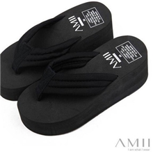 批发供应女士凉拖鞋夏季夹脚拖松糕高跟AMII艾布袋人字拖