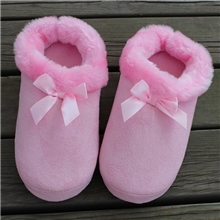 冬款家居包跟棉拖鞋/月子鞋/孕妇鞋粉色蝴蝶结E01