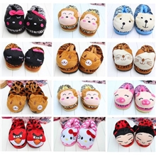 好贸百货处理款棉鞋卡通女全包大头鞋圆点豹纹图案混发棉鞋