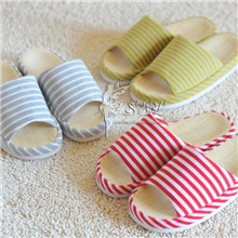 2013新款情侣夏季全棉针织条纹露头厚底防水防滑家居地板拖鞋