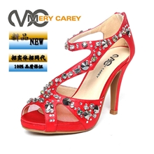 厂家批发南非A钻2013新款韩版公主鞋水钻鱼嘴高跟凉鞋婚鞋女