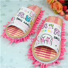 正品拖鞋批发夏季款竹底雪尼尔拖鞋可拆洗懒人情侣擦地拖鞋拖地