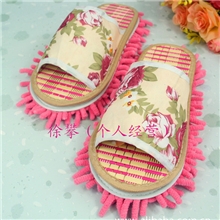 正品拖鞋批发夏季款碎花竹子底雪尼尔可拆洗居家防滑懒人拖地擦