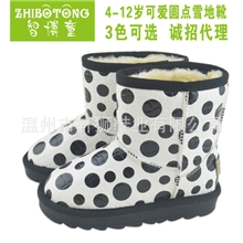 13冬季新款韩国童鞋批发卡波尔圆点女童防水雪地靴童鞋一件代发