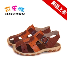 可乐豚夏季中档凉鞋头层牛皮凉鞋包头防踢男童真皮凉鞋25-30码