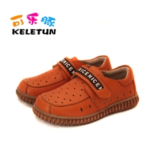 可乐豚头层牛皮凉鞋单鞋男童凉鞋耐磨防踢男童圆孔镂空单鞋