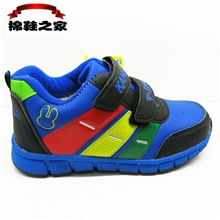 厂家直销冬款大童闪灯运动棉鞋批发魔术贴男女款加绒休闲鞋童鞋