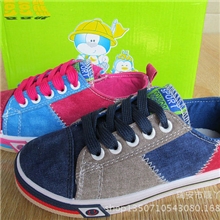 批发童鞋韩版拼色低帮侧拉链男女童帆布鞋休闲板板鞋A76