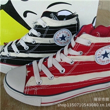 童鞋批发一**休中帮条纹五角星男女透学生鞋帆布鞋童鞋A522/B522