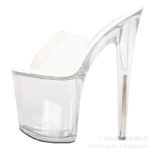 供应20CM超高跟鞋防水台厚底透明水晶鞋35-44码女凉拖鞋