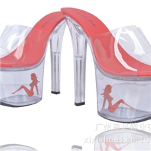 新品超高跟鞋17CM凉鞋厚底台透明水晶鞋高跟鞋大码宴会礼服变装鞋