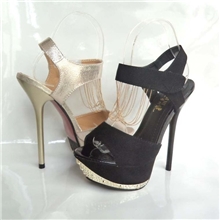 性感奢华14CM绒面磨砂穿珠绑带超高跟鞋鱼嘴细跟凉鞋鞋夜店欧美款