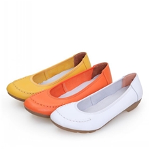 新款真牛头层皮低跟平底韩版女士单鞋批发代发