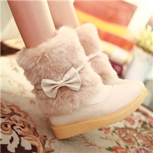 秋冬款平底高仿真兔毛雪地靴时尚女靴短靴女鞋