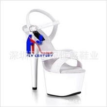 飞世纪性感鞋业新款细带17CM超高跟凉鞋白婚纱礼服鞋演出鞋