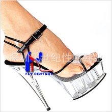 飞世纪脚腕攀带水晶凉鞋15公分性感鱼嘴超高跟鞋舞台鞋情趣鞋