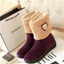 2013新款秋冬坡跟加毛雪地靴纯色磨砂金属豹子头靴子dx1229