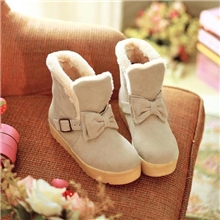 成都雪地鞋棉鞋低筒纯色淑女蝴蝶结皮带扣毛毛鞋棉鞋混批dx1245