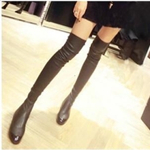 小香孟买版过膝长靴低跟弹力靴真皮瘦腿高筒骑士靴秋冬新款女靴