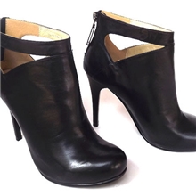 新款里外全皮超高跟细跟单靴圆头后拉链短靴女鞋女靴短靴真