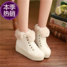 秋冬中跟加绒靴高级保暖雪地靴批发棉靴松糕底女鞋厚毛中筒靴子