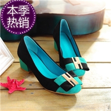 韩版2013秋冬暴款淑女屋潮流扣件新款女鞋撞色英伦复古低跟单鞋