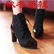 女鞋批发春秋新款粗跟气质中筒靴复古百搭春秋马丁靴短靴女靴