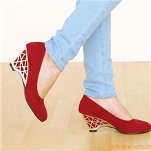 春秋季爆款时尚磨砂坡跟单鞋批发韩版女鞋XB