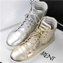 2013新款韩版IT潮鞋平底高帮鞋银色白色真皮女鞋夏季板鞋休闲鞋