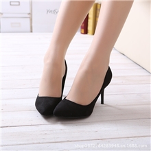 2013韩版新款高跟细跟尖头单鞋绒布料OL休闲时尚女鞋简约跟鞋