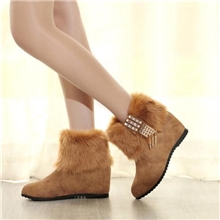 批发秋冬季新款雪地靴内增高短靴高跟女靴子兔毛靴鞋子棉鞋女式靴
