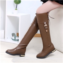 批发帅气百搭骑士靴女士皮靴高筒靴子平底女靴春秋平跟过膝长靴