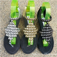 2013新款全真皮STEVENMADDEN品牌凉鞋高档手工串珠厚底女凉