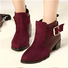 2013年新款气质绒面粗跟低跟机车靴圆头休闲女短靴一件代发