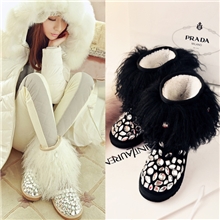 2013秋冬新款欧美大牌保暖羊羔毛短靴女靴水钻厚底雪地靴批发代理